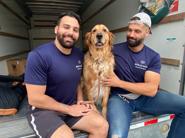 Kyle, Cameron, Owners of Box N Haul, and Their Dog, Ringo